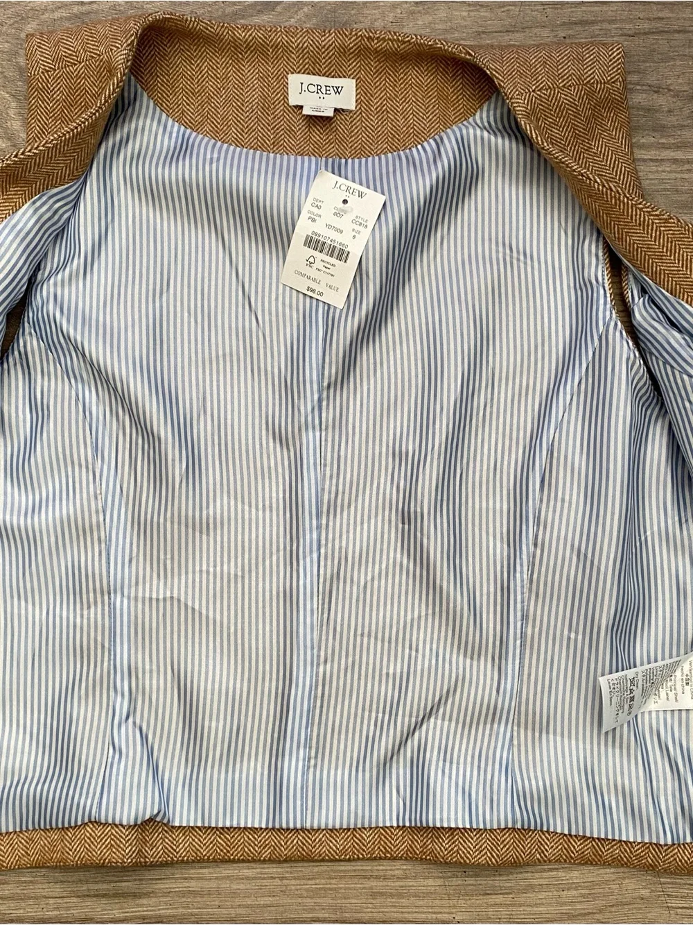 J. Crew Factory Brown Herringbone Button Vest